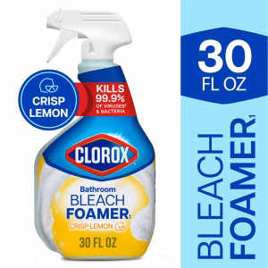Clorox Bleach Foamer Bathroom and Shower Cleaner Spray, Crisp Lemon, 30 fl oz