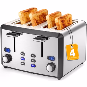 Furnibear 4 Slice Toaster Dual Control Panel Bread Toasters with Extra Wide Slots LED Display